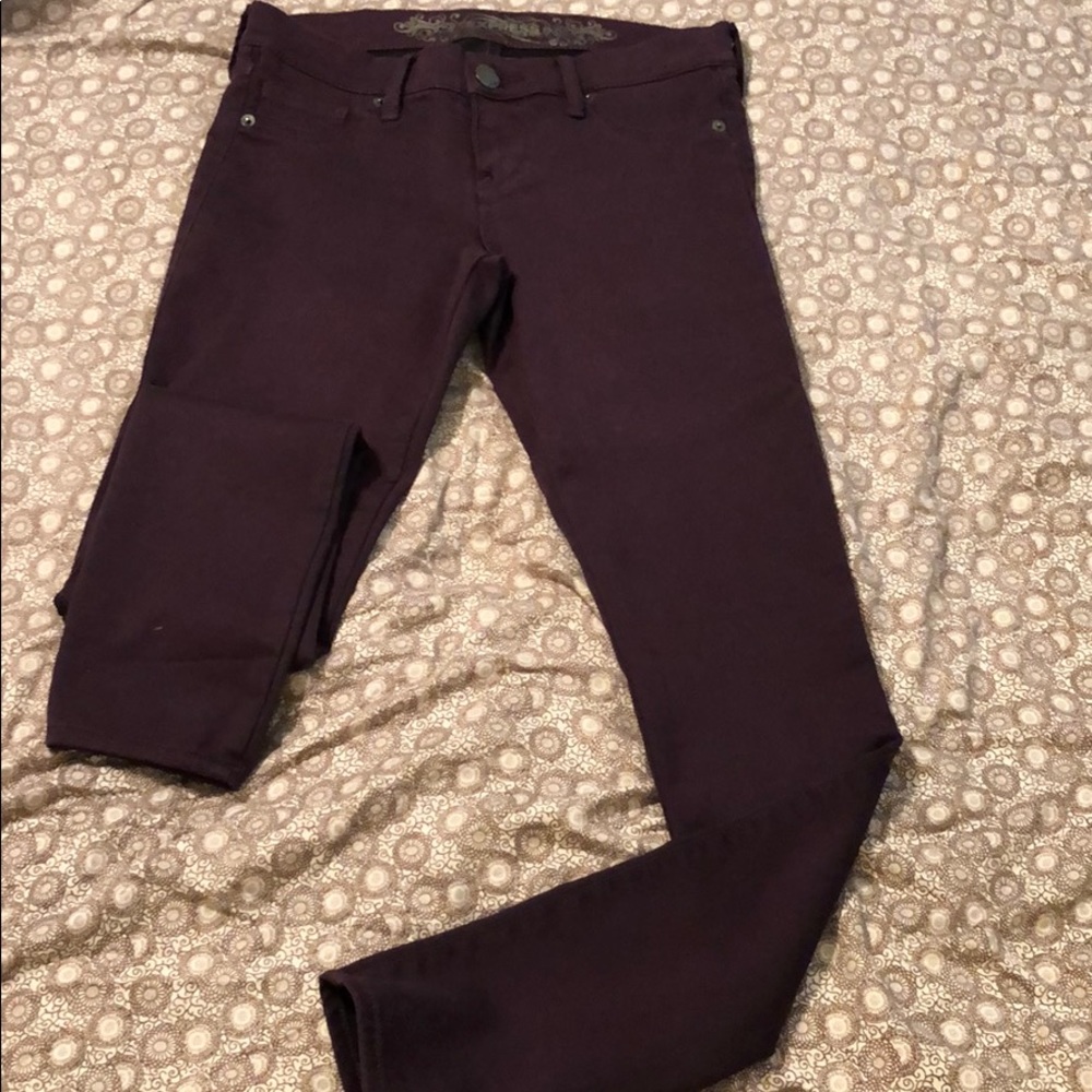 Express burgundy skinny pant stretch real pockets